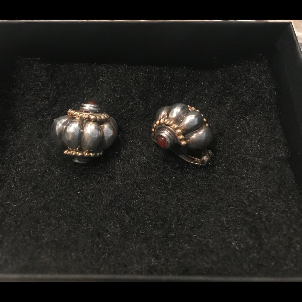 Silver and Gold earrings with rubies